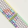 Detailed shot of Balloon Party mechanical keyboard caps, emphasizing intricate dye-sublimation graphics and PBT material texture.