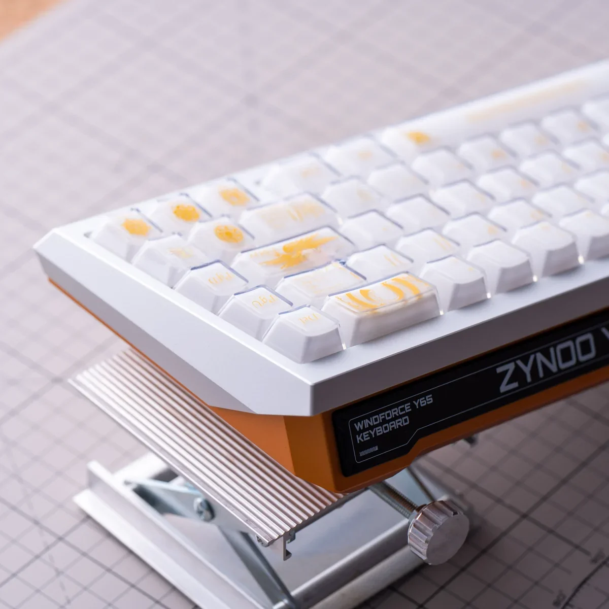 Ornate Baroque Crystal Jelly Magnetic Keycaps Set showcasing translucent designs for magnetic switch keyboards from various angles.