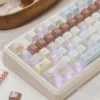 Detailed view of Bear Cafe Cherry Keycap Set, showcasing charming characters and quality PBT dye-sub.