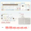 Cozy Bear Barista Keyboard Caps, PBT keys with coffee cups, luminous PC accents for a vibrant mechanical keyboard.