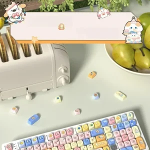 Get the party started with vibrant PBT Dye-Sub Birthday Keycaps Set, showcasing cheerful balloons, cakes, and confetti in playful pastel hues.