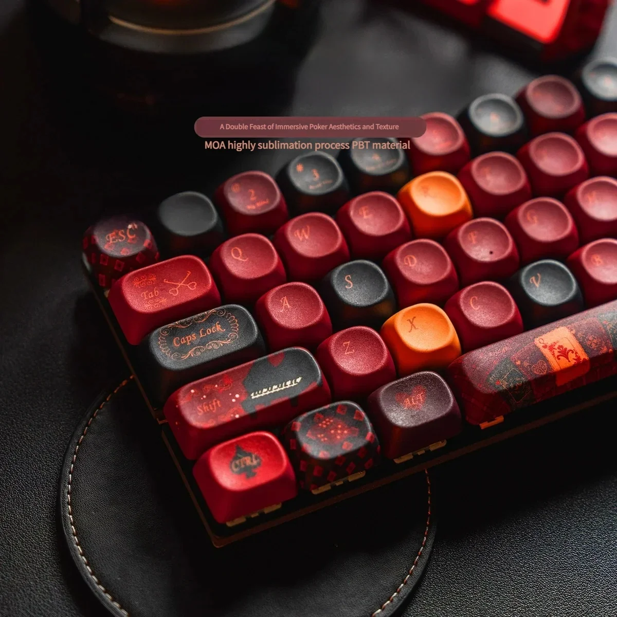 Black Spade Queen MOA PBT keycaps set showcasing their unique MOA profile, durable PBT, and elegant monochromatic royal spade design.