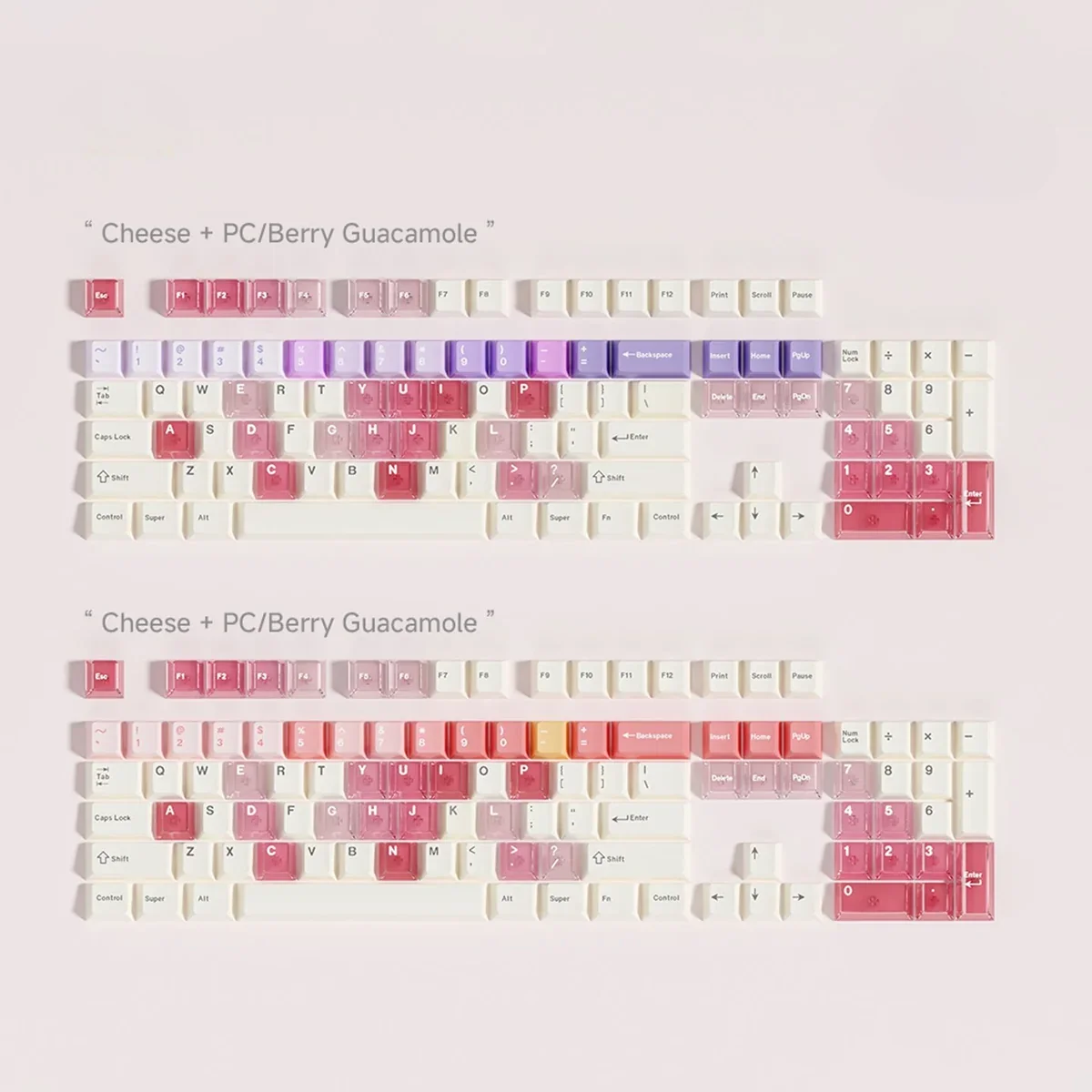 Assorted novelty PBT keycaps showcasing vibrant dye-sublimated dessert themes for mechanical keyboard enthusiasts.