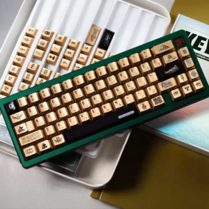 Exquisite Egypt Black & Gold PBT Keycap Set showcasing intricate hieroglyphs and ancient mythology designs for a premium keyboard experience.