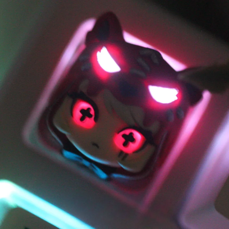 Fairy Tales: Alice & Little Red Riding Hood Keycaps from various angles, revealing its whimsical fairy tale scene, vibrant layers design.