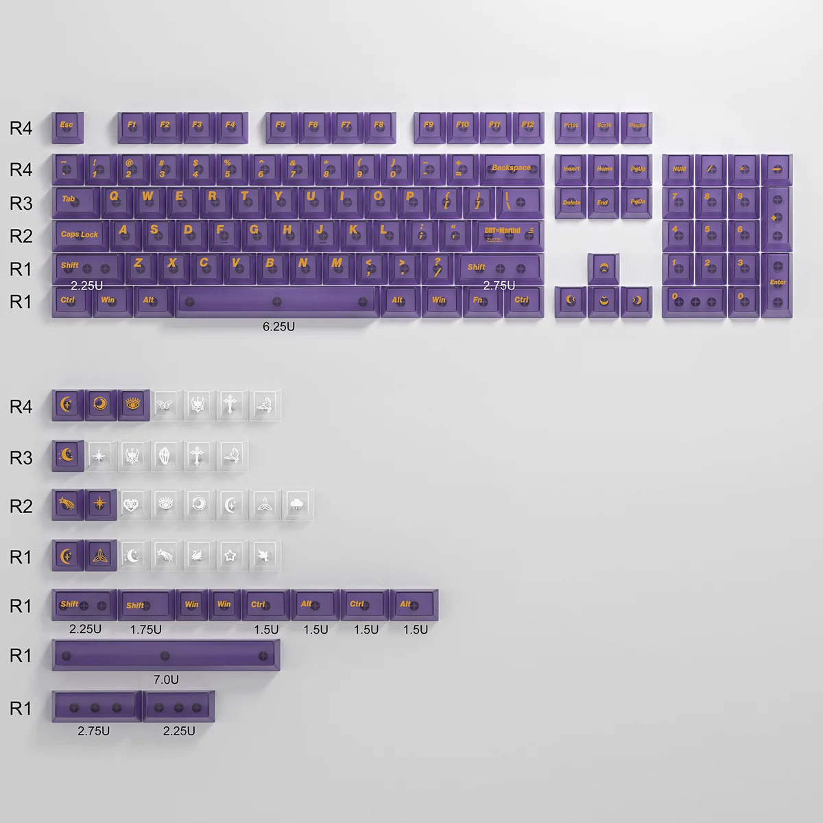 Unique Twilight Purple keyboard caps, displaying their captivating frosted design and deep color.