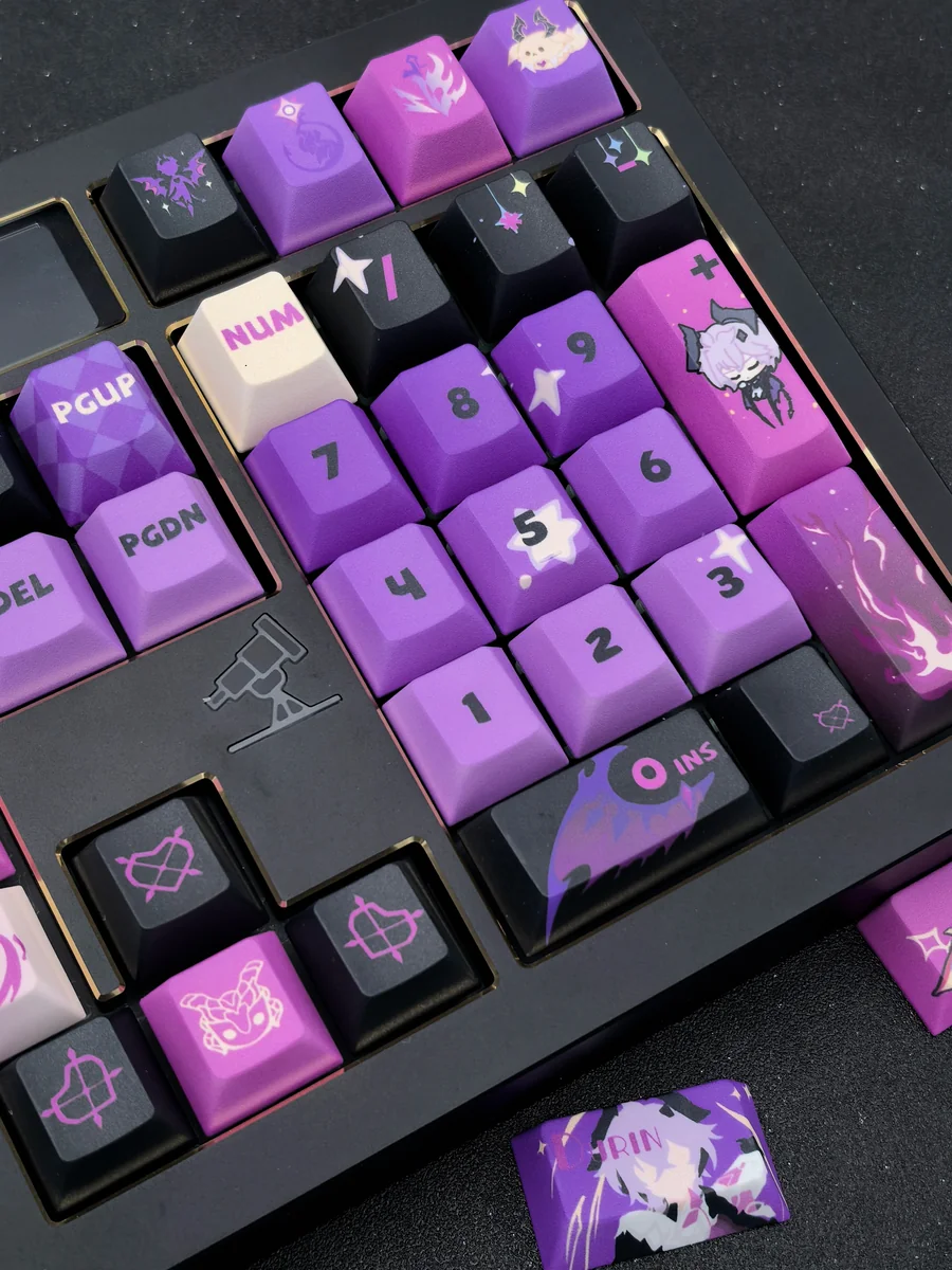 Exclusive Genshin Durin artisan keycap set views, showcasing its intricate dark fantasy, corrupted dragon design inspired by Genshin Impact's ancient lore.