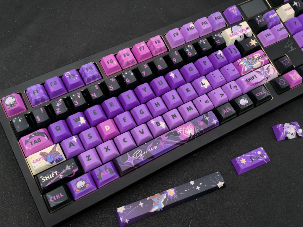 Exclusive Genshin Durin artisan keycap set, showcasing intricate dark fantasy corrupted dragon details inspired by Genshin Impact.