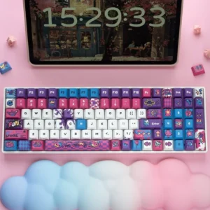 Unique Playful Graffiti Bear Keycaps Set showcasing vibrant urban art style and durable PBT for lasting keyboard flair.