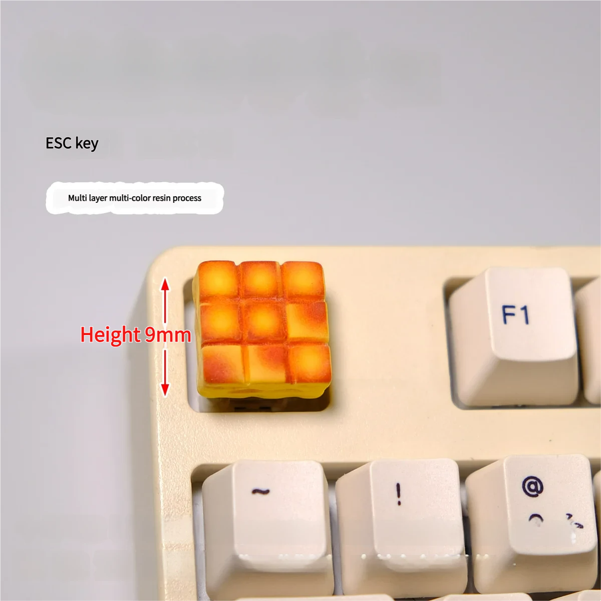 Whimsical handcrafted 3D grid cake artisan keycap displayed from various angles, highlighting its vibrant dessert details.