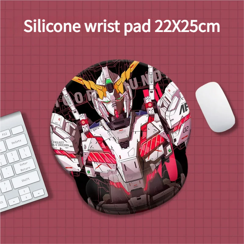 Gallery of the premium RX-0 UNICORN GUNDAM ergonomic mouse pad & wriest rest from various perspectives, highlighting its dynamic design and superior wrist comfort.