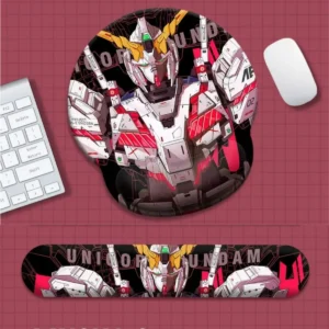 Iconic RX-0 UNICORN GUNDAM ergonomic mouse pad & wrist rest featuring dynamic, detailed mecha art for superior comfort.