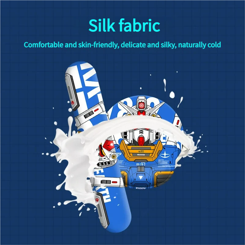 Dynamic angle of the Gundam ergonomic wrist and Wrist pad support, showcasing its vibrant mobile suit design and contoured comfort for an iconic setup.