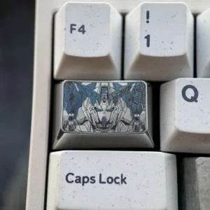 Stunning Gundam Titanium Keycap crafted from titanium alloy material, revealing its iconic mecha aesthetics and premium industrial finish.