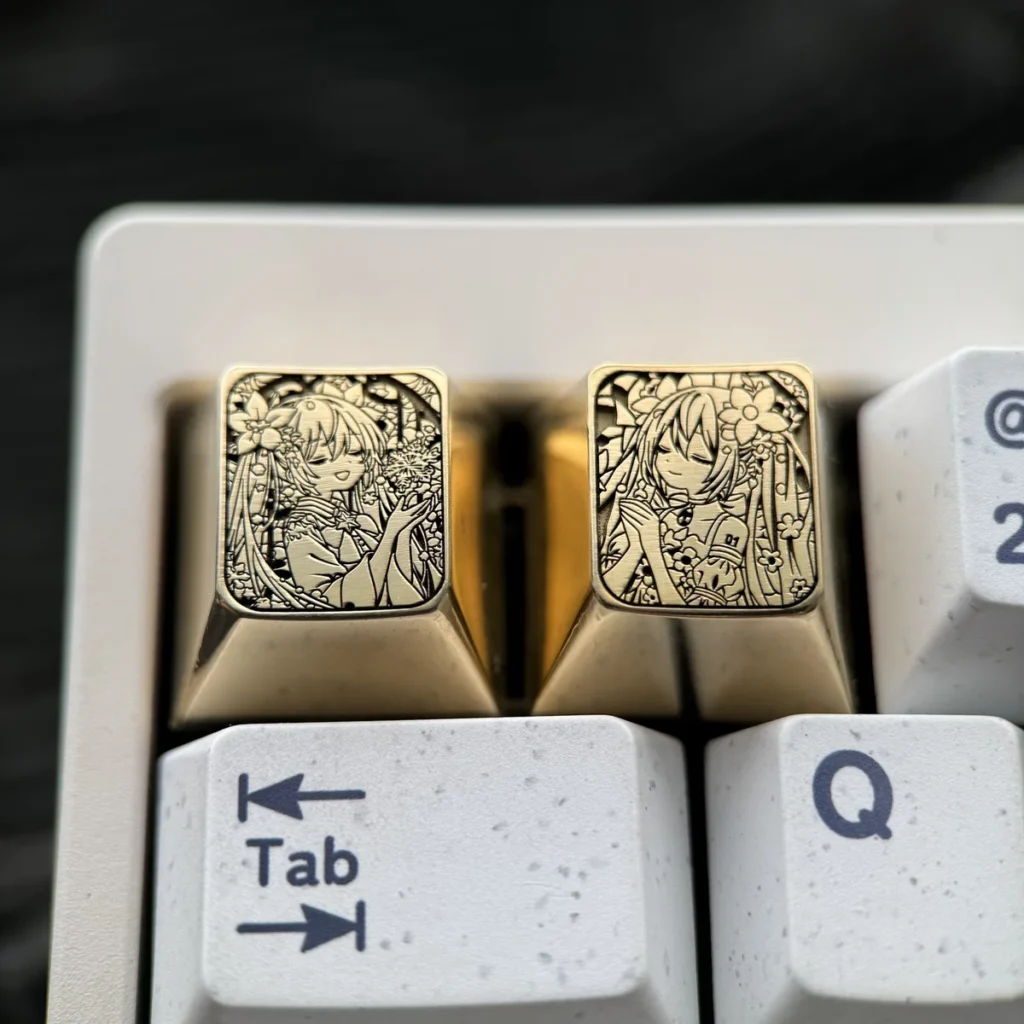 Hatsune Miku Brass custom ESC keycap showcasing detailed Vocaloid engraving