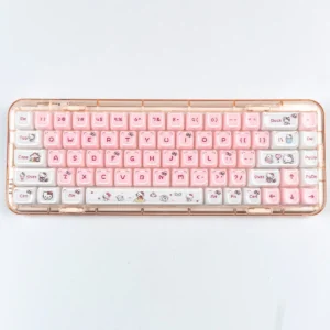 Iconic Hello Kitty Crystal Jelly Keycap Set, featuring a charming translucent design perfect for vibrant RGB mechanical keyboards.