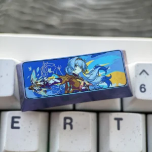 Exclusive Honkai Star Rail Firefly titanium keycap showcasing intricate character art on vibrant, durable metal, a premium collectible.