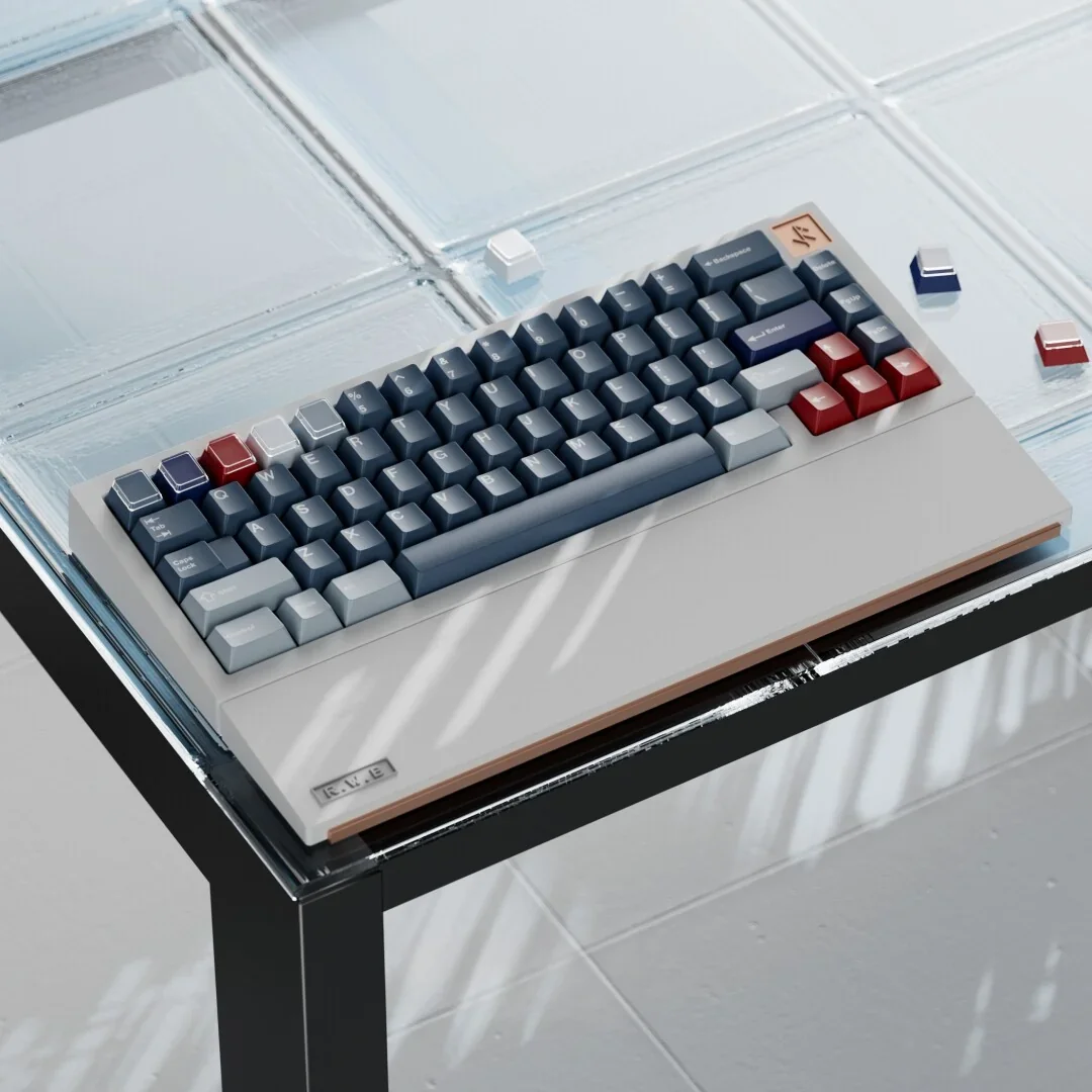 Artistic display of RWB keyboard caps for mechanical keyboards, emphasizing their unique wide-body car aesthetic and premium doubleshot quality.