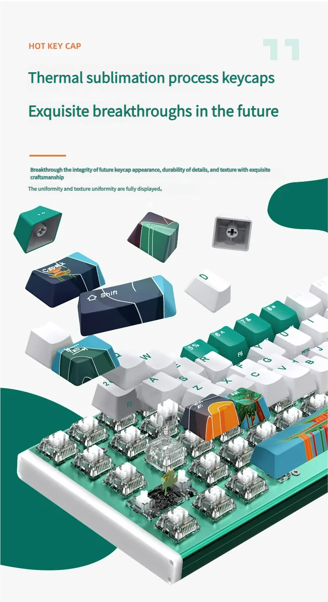 Premium K67 tri-mode custom mechanical keyboard showcasing a captivating White Tiger Gazing at the Moon artistic design for a truly unique setup.