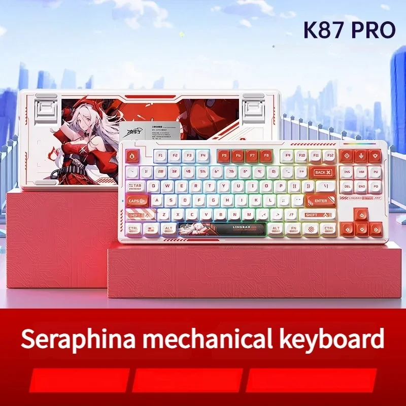 K87 Seraphina custom tri-mode hot-swappable mechanical keyboard, featuring whimsical flower field switches and artistic SSA keycaps.