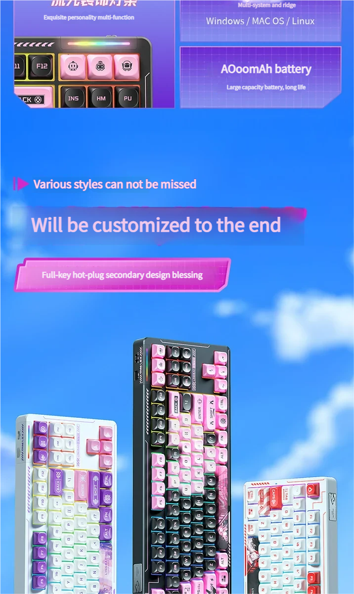 K87 Custom Tri-Mode Mechanical Keyboard in a close-up, revealing its whimsical, nature-inspired SSA spherical keycaps and original artistic design.