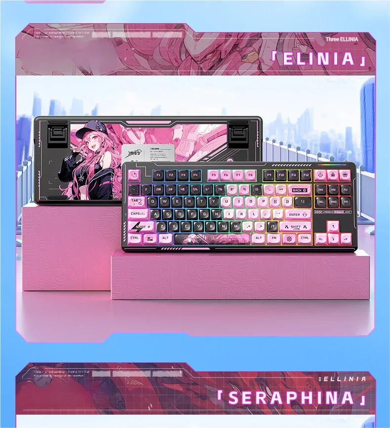 K87 Custom Tri-Mode Mechanical Keyboard showcasing its enchanting nature-inspired SSA spherical keycaps from multiple angles, highlighting the artistic design.