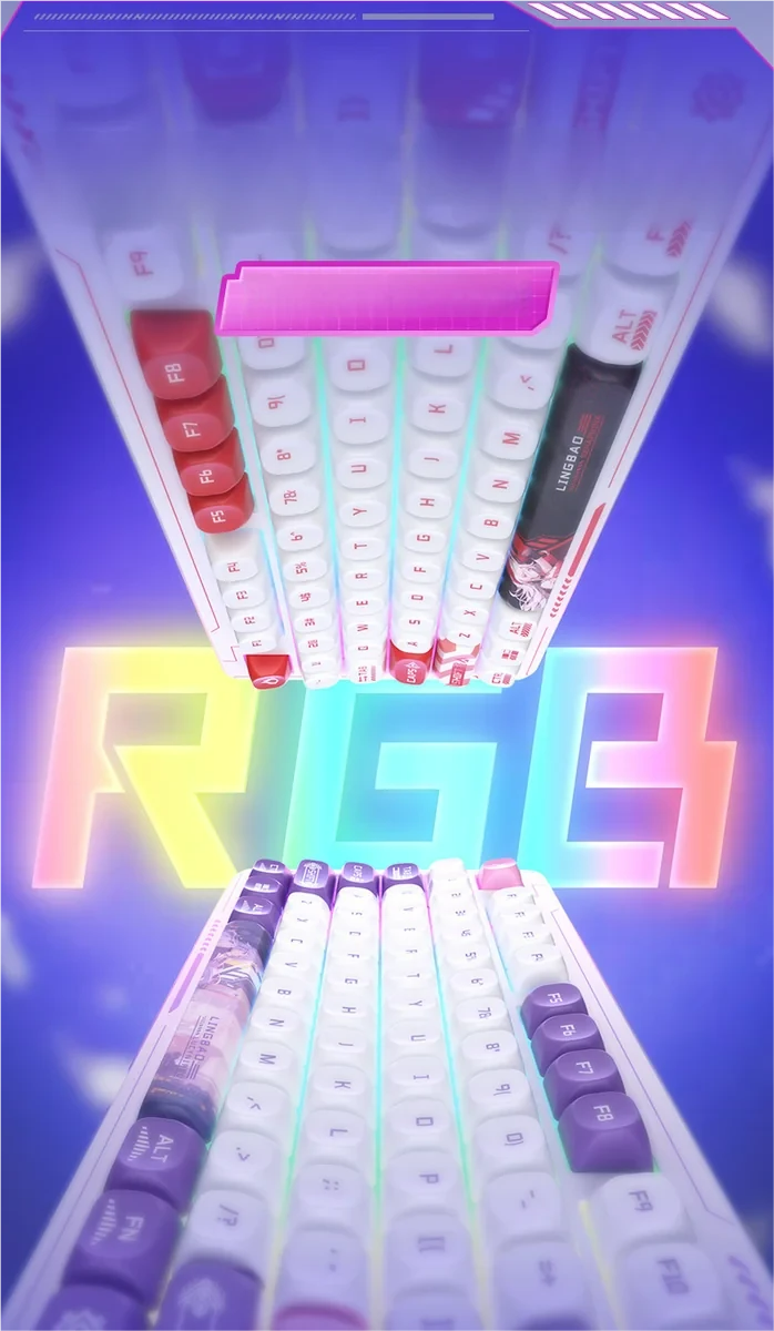 Enchanting K87 Custom Tri-Mode Mechanical Keyboard featuring unique Lucineer flower field artistry on spherical SSA keycaps for a premium, whimsical design.