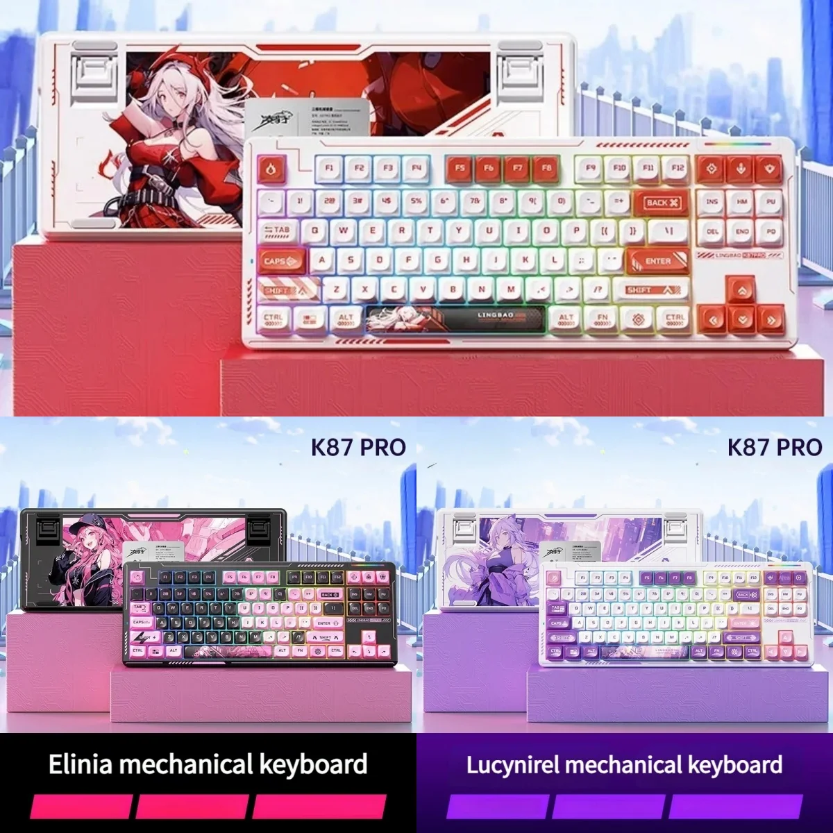 K87 Custom Tri-Mode Mechanical Keyboard with an enchanting artistic design on unique SSA spherical keycaps.