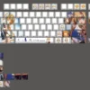 Kamio Misuzu AIR side-print PBT keycaps set, showing their unique backlit legends and artistic anime design with serene skies and gentle wings.