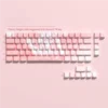 A gallery of Kaori Miyazono PBT side-printed translucent keycaps set from various angles, showcasing vibrant anime art and elegant design for mechanical keyboard.