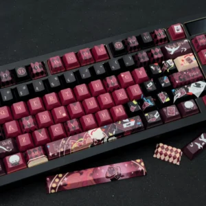 Premium Lyney Genshin Impact artisan keycap set, an exclusive piece with enchanting magician aesthetic and vibrant, intricate character details.