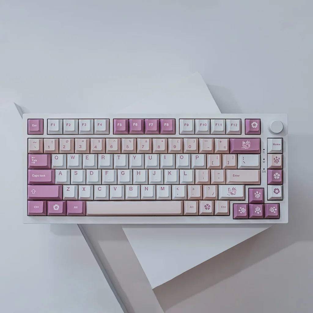 Unleash the hunt with this premium Monster Hunter PBT keycap set, showcasing vibrant dye-sublimated iconic creatures and weapons.