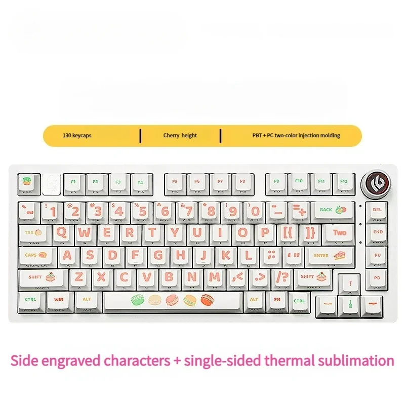 Orchid Whisper Side-Engraved PBT Keycaps Set showcasing delicate pastel orchids and elegant side-engraved, shine-through legends for a serene aesthetiics.