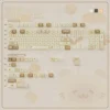 Unique Bakehouse Cherry Keycap Set. Warm, toasted hues and crisp legends are visible, perfect for premium mechanical keyboards.