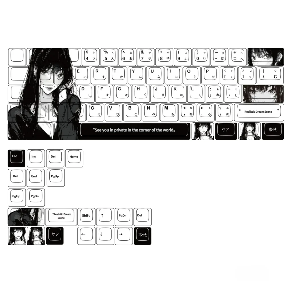 Whimsical Nai Cherry Keycap Set featuring vibrant dye-sub legends on durable PBT, showcased for a unique keyboard.