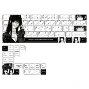 Whimsical Nai Cherry Keycap Set featuring vibrant dye-sub legends on durable PBT, showcased for a unique keyboard.