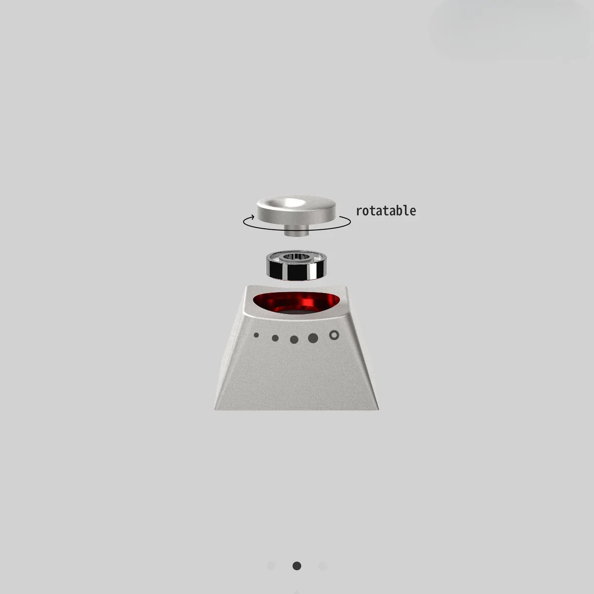 Multiple views of PE-K-5 Anodized Keyboard Cap, emphasizing its minimalist aesthetic and quality material.