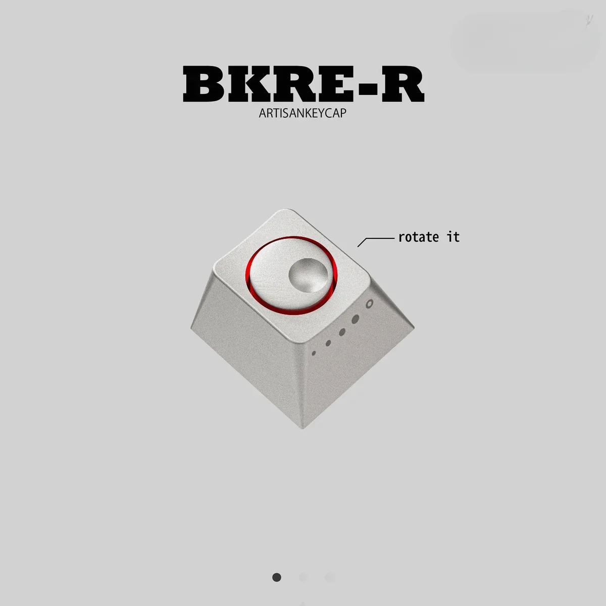 Close-up of PE-K-5 Keyboard Cap, highlighting its minimalist form and refined metallic surface for modern keyboard upgrades.