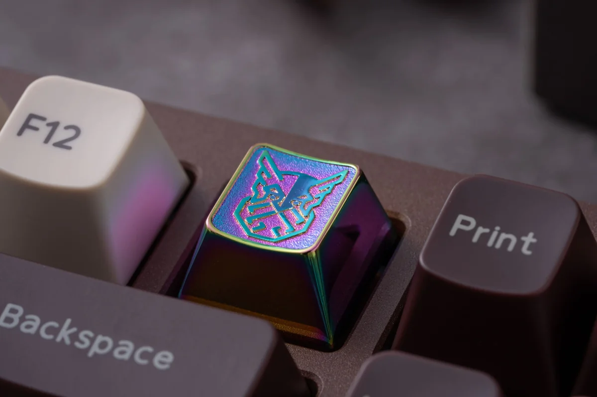 Premium PVD metal Viking keyboard accessories, highlighting the durable finish and intricate patterns.