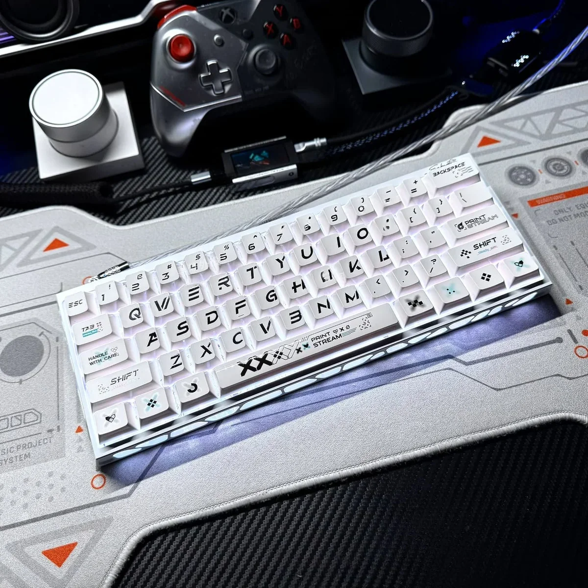 Iconic Printstream numeric keycap set variant, displaying a bold number with dynamic graffiti art, contrasting metallic luster and smooth ceramic texture.