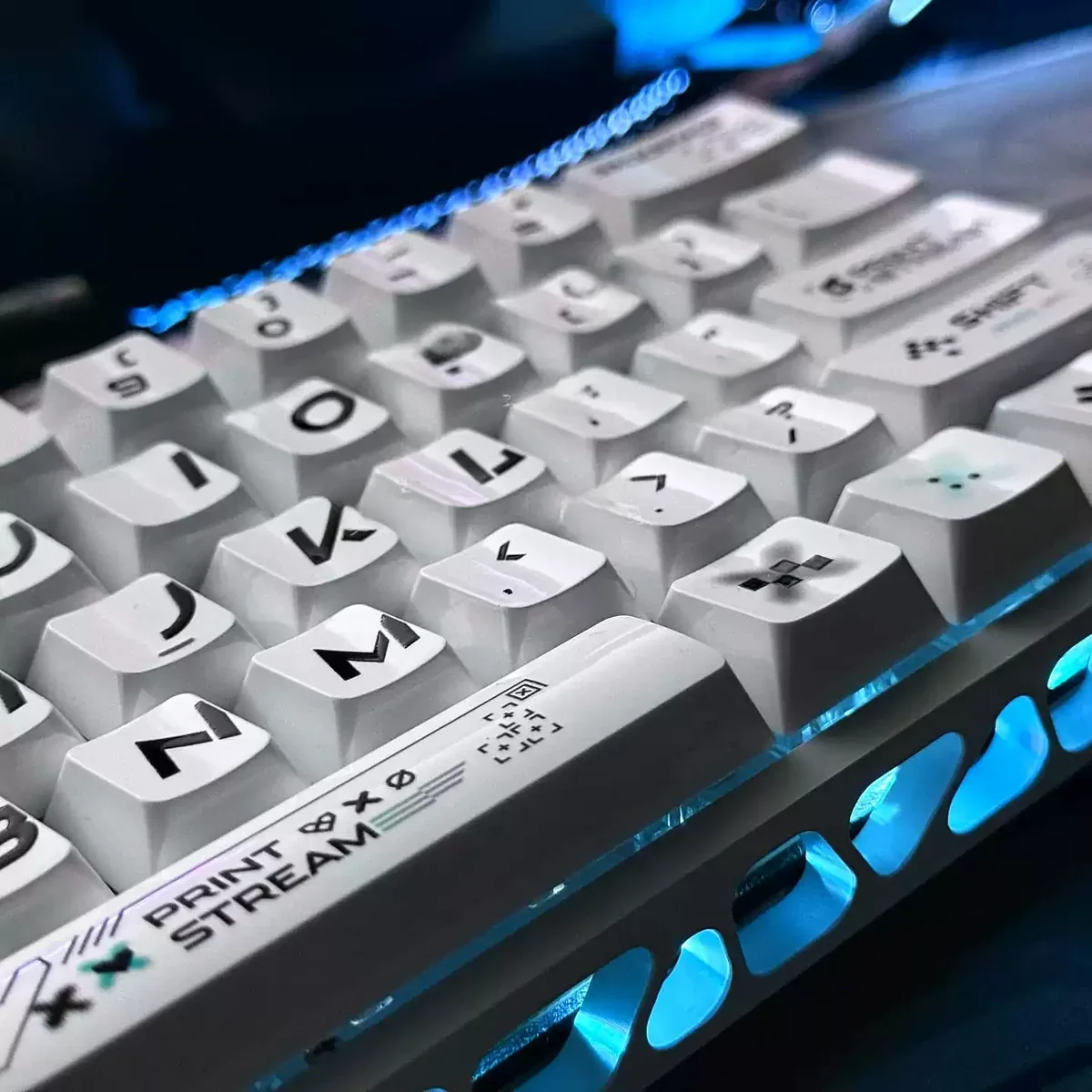 Printstream keycap set variant featuring a specific character, emphasizing the iconic metallic and ceramic finishes, inspired by dynamic graffiti art.