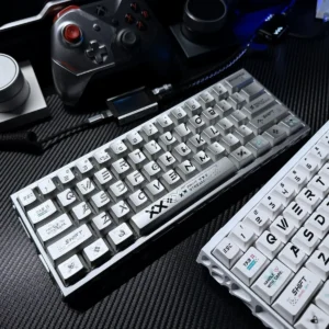 Iconic Printstream Keycaps Set showcasing the dynamic graffiti design with striking dual metallic and ceramic finishes.