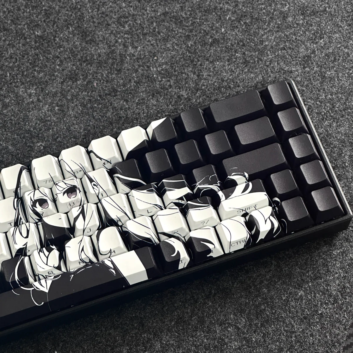 Artistic views of Dawn Side-Lit PBT Keycaps Set, highlighting unique original character, mystical celestial motifs, and captivating side-lit luminesce.
