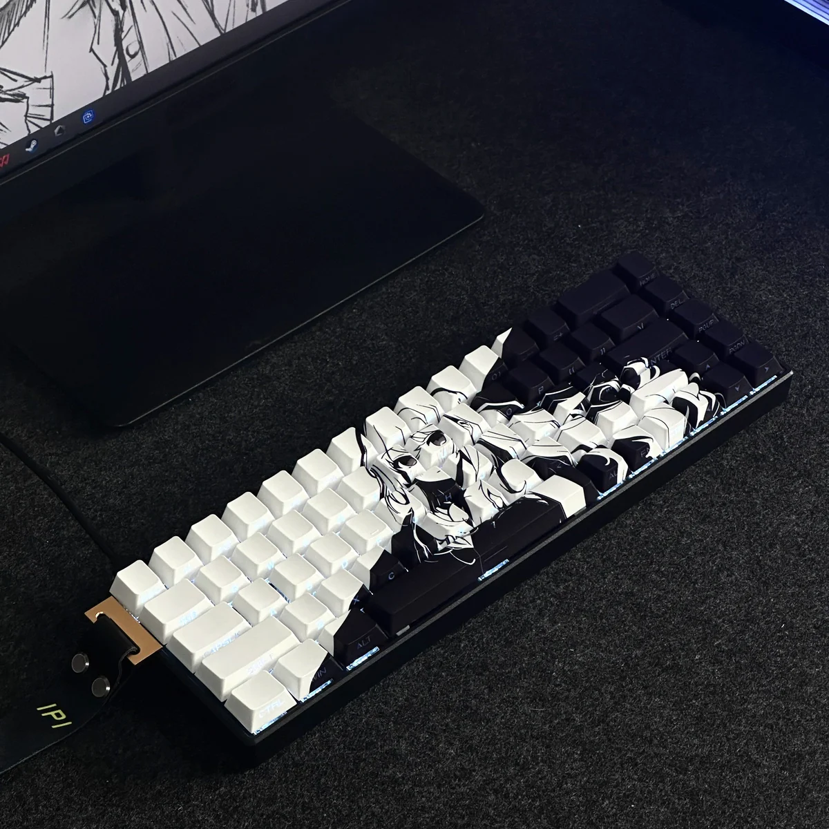 Captivating multi-angle views of the Dawn Side-Lit PBT Keycaps set, highlighting the unique original character and mystical celestial luminescence.