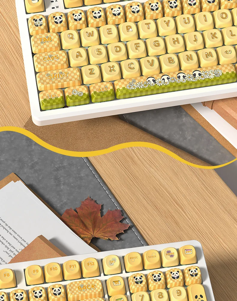 Spring Love Letter PBT dye-sub keycap set from various angles, showcasing unique pastel floral designs and romantic typography for an artistic keyboard.