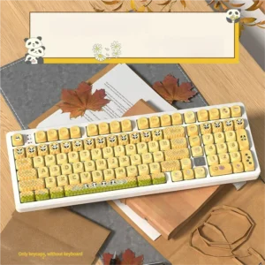 Unique Spring Love Letter PBT Dye-Sub Keycaps Set showcased with soft pastel floral designs, evoking a gentle, artistic spring aesthetic.