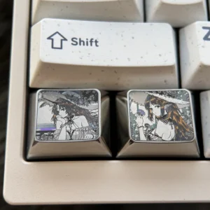 Cartethyia precision-engraved titanium keycap, aerospace-grade, displaying intricate metallic patterns and industrial elegance.