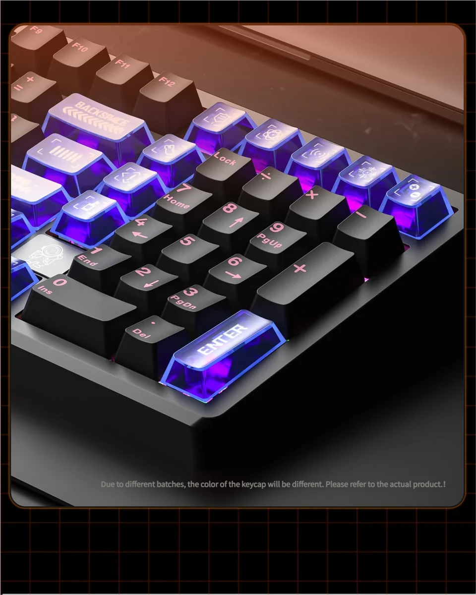 Vibrant transparent PC Supplement Keycap Set in stunning transparent red, showcasing the ethereal Dawn aesthetic with artistic gradients.