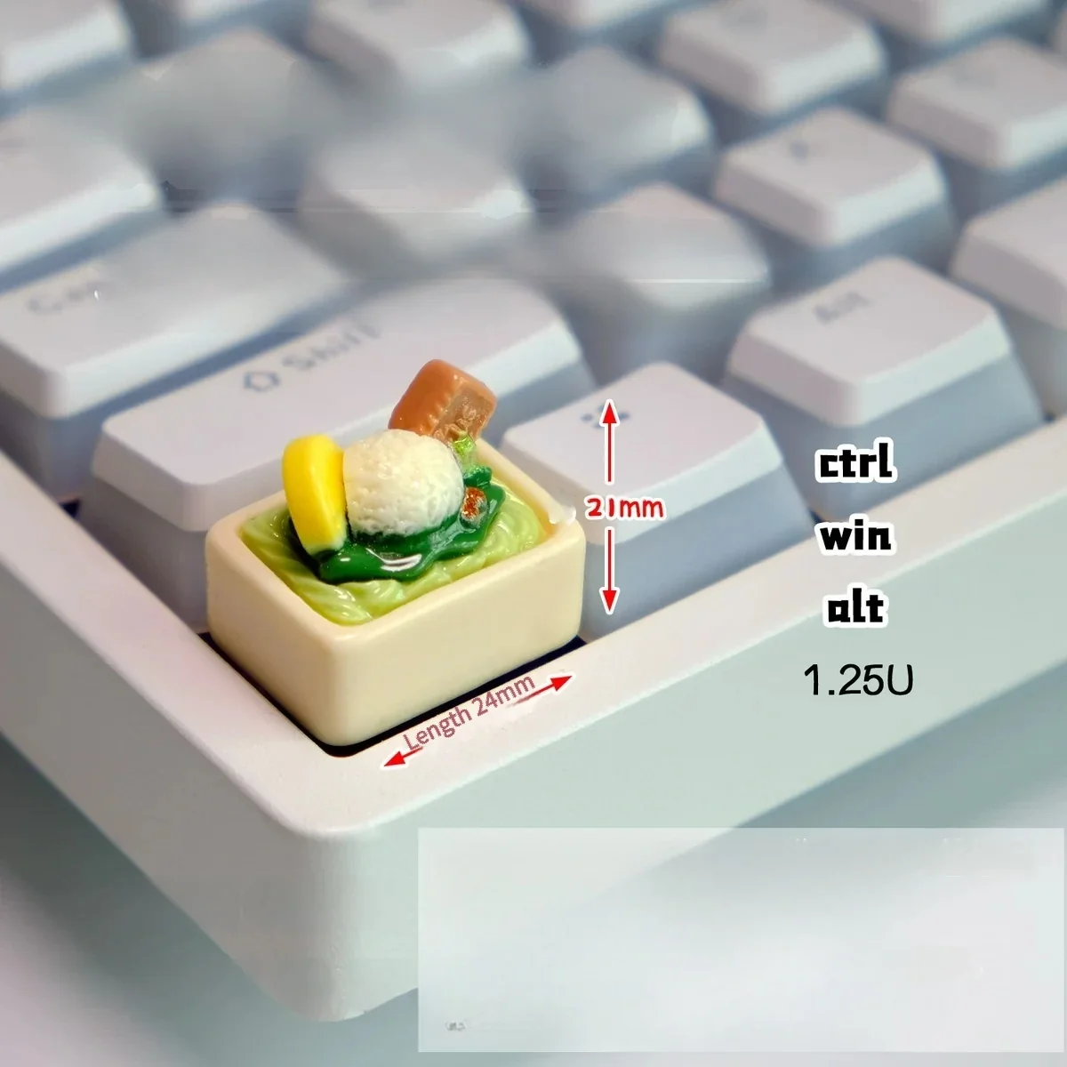 Playful handcrafted ice cream keycap in a vibrant pastel green, showcasing a realistic miniature scoop that looks good enough to eat.