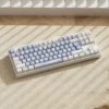 Custom Winter Frost PBT keycaps for mechanical keyboards, featuring cool blue and crisp white tones in a Cherry profile.